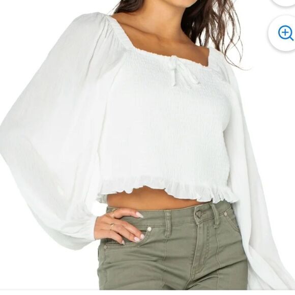 Celebrity Pink Long Sleeve Smocked Peasant Top Size M - Picture 1 of 8